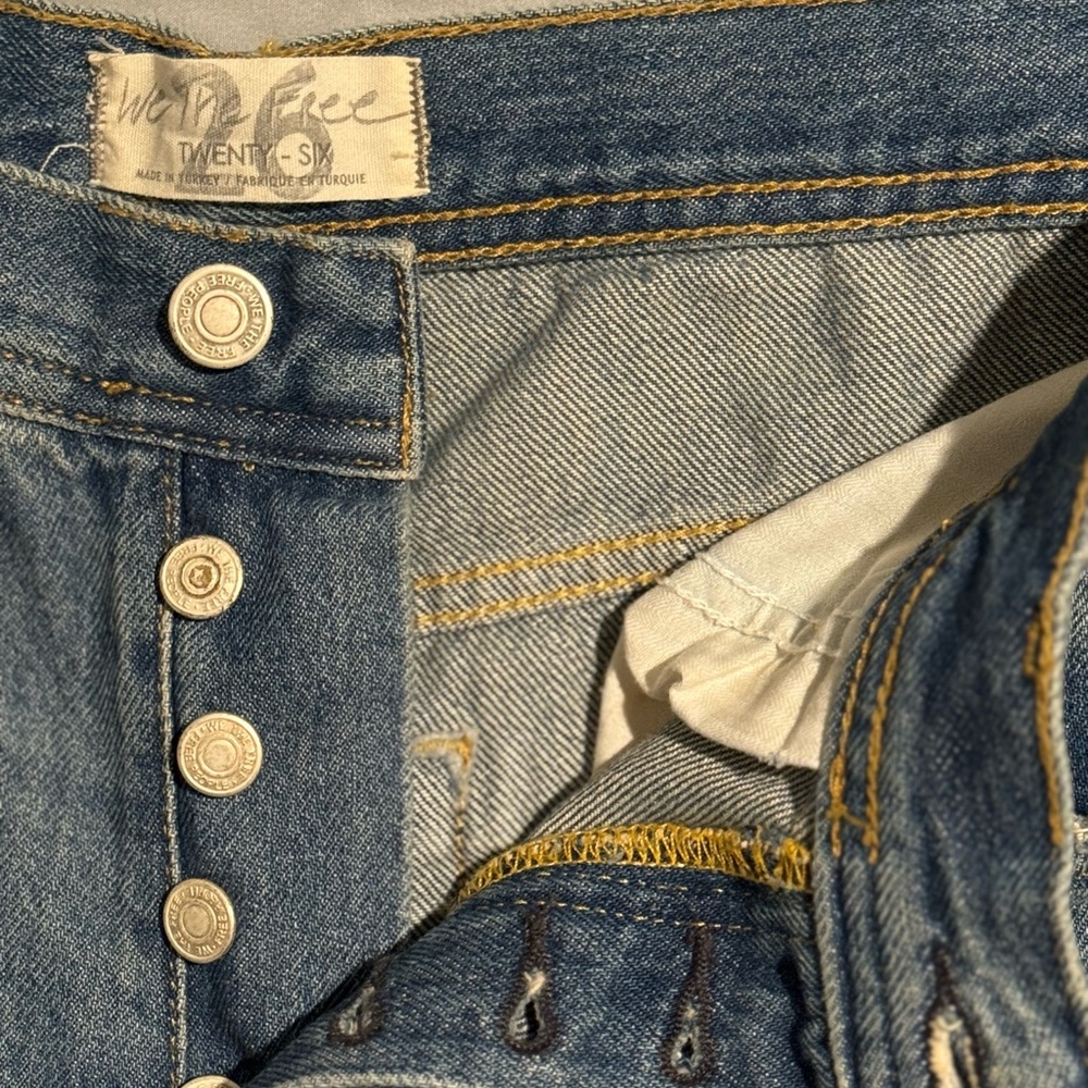 We The Free Light Blue Distressed Straight Leg Jeans - Picture 5 of 7